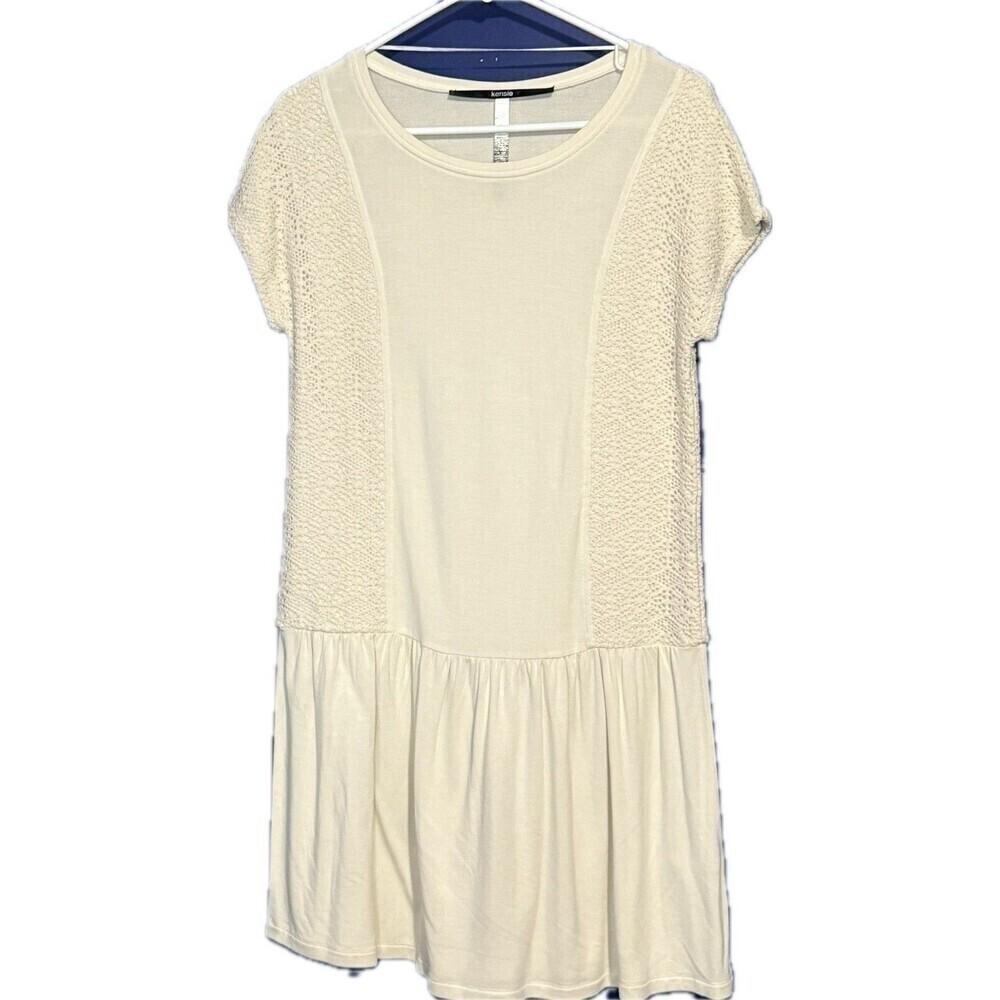 Womens Kensie Dress Crochet Shift Casual Cream Sz Small Short Sleeve